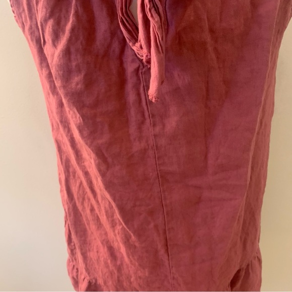 Bellambia Italy 100% Linen Ruffle Hem adjustable Neck Tie Dress - Picture 5 of 10